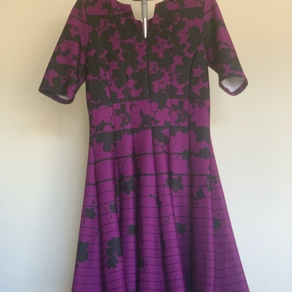 Julian Taylor New York Purple & Teal Circle Skirt Dress, 10 - Picture 2 of 9